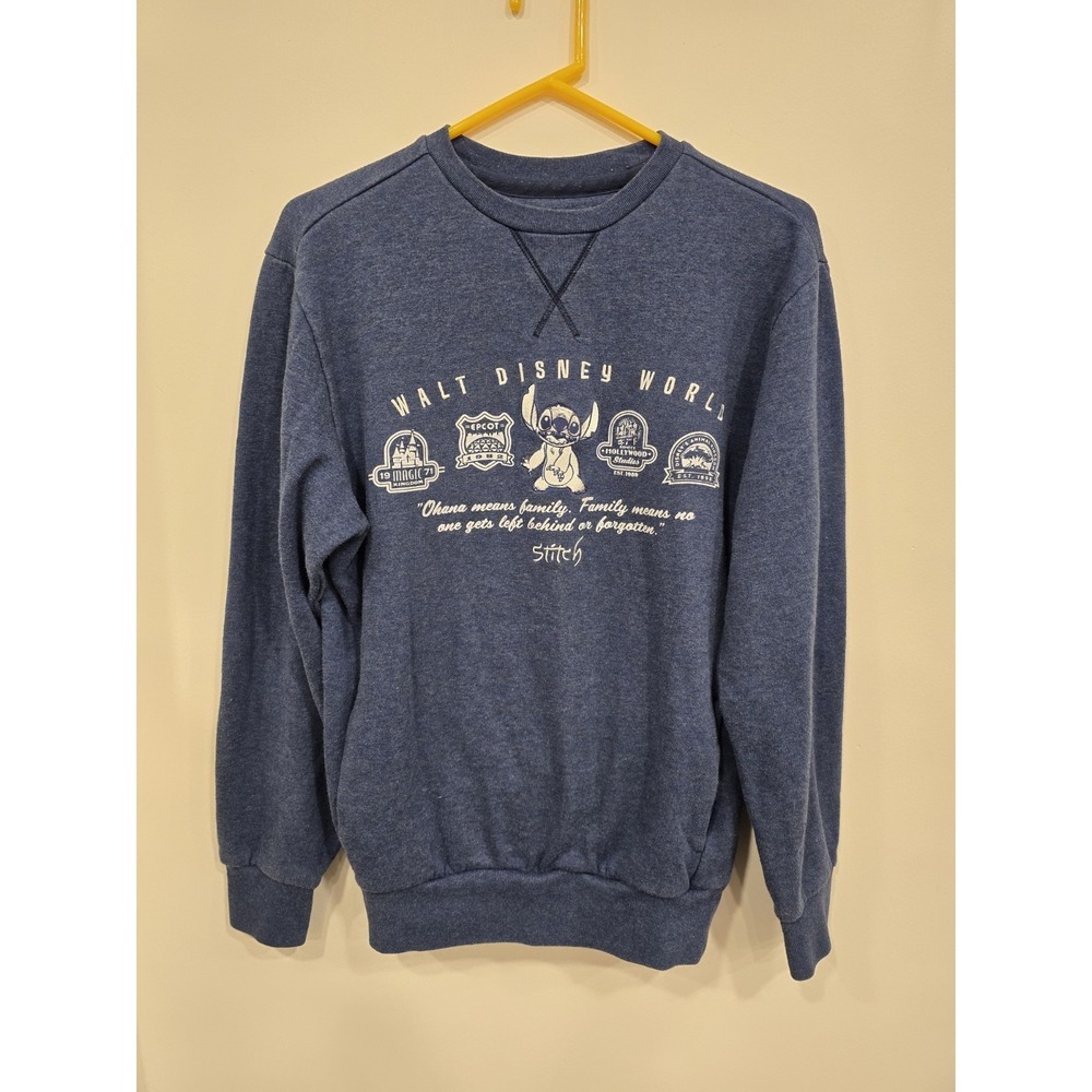 Walt Disney Parks World Stitch‎ Crew Neck Sweatshirt Pocket Womens Medium